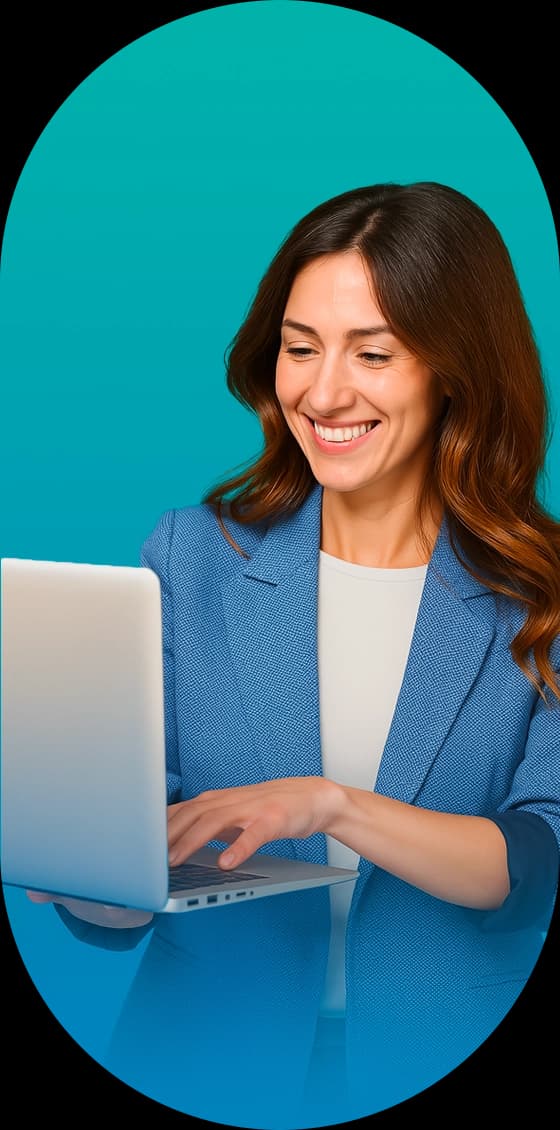 Woman with laptop image